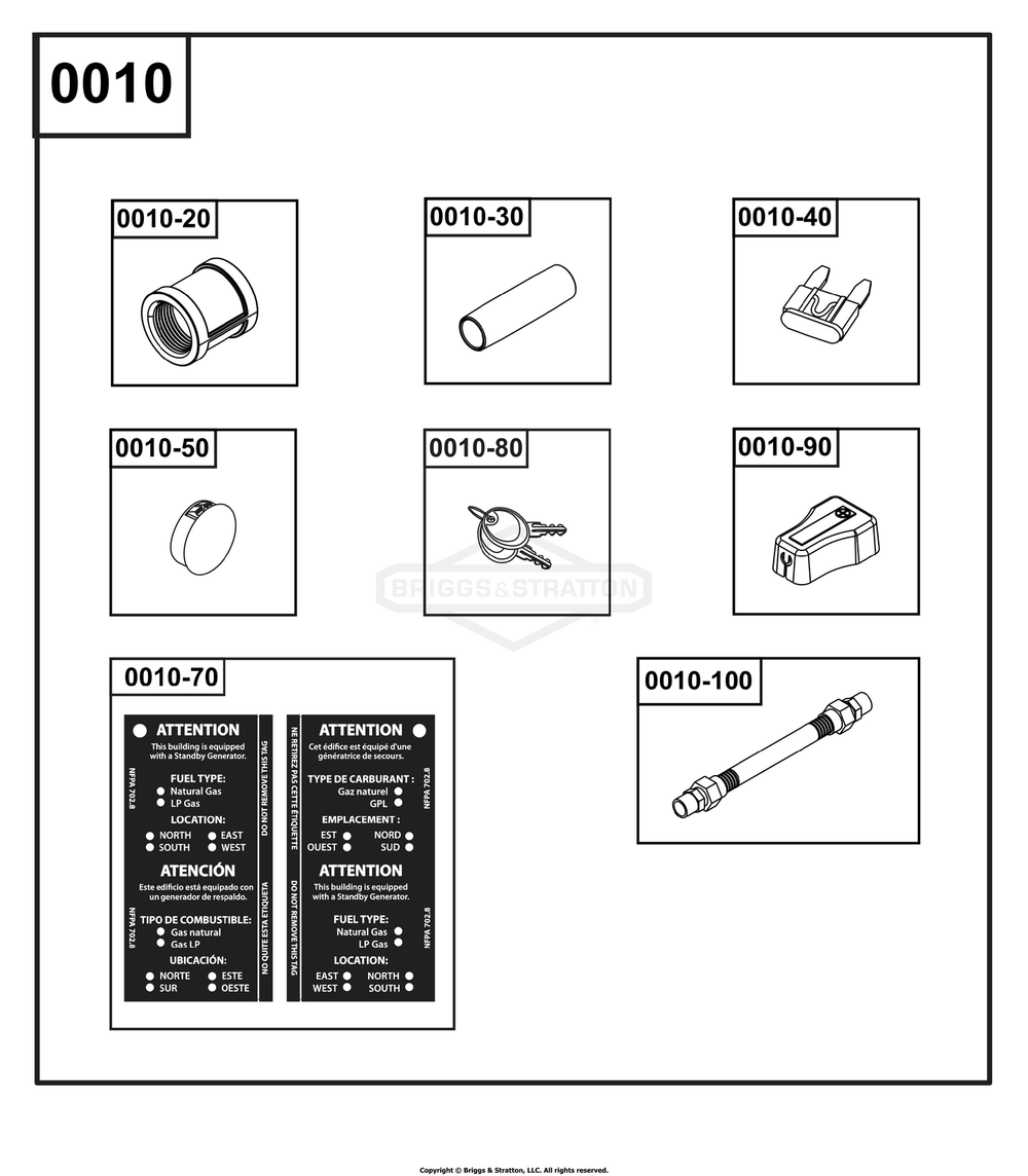 Manuals And Accessories Group Diagram and Parts List for 040746-00  Briggs and Stratton Generator